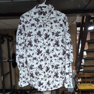 Express White and Purple Floral Shirt